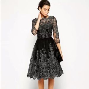 Chi Chi London Black n Silver Lace Dress